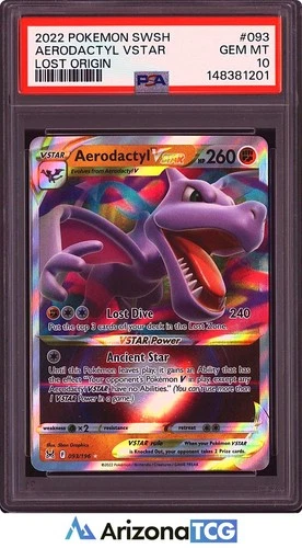 Pokemon 2022 Aerodactyl VSTAR 093/196 Lost Origin GEM MINT PSA 10