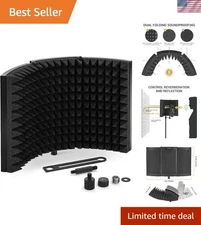 Compact Microphone Isolation Shield with High-Density Foam for Studio Recording