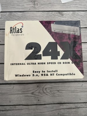 Vintage 1990s Ultra High Speed 24X CD-ROM Drive Kit SEALED NEW Atlas Peripherals