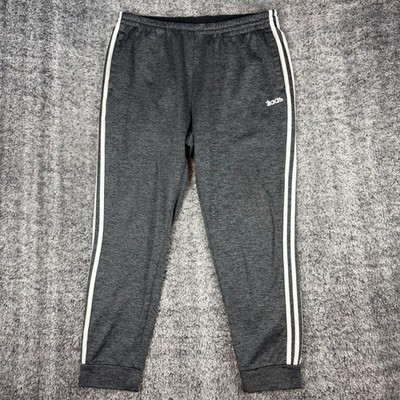 Adidas Charcoal Gray Jogger Pants Men's Large W34 L27 White Stripes Athletic