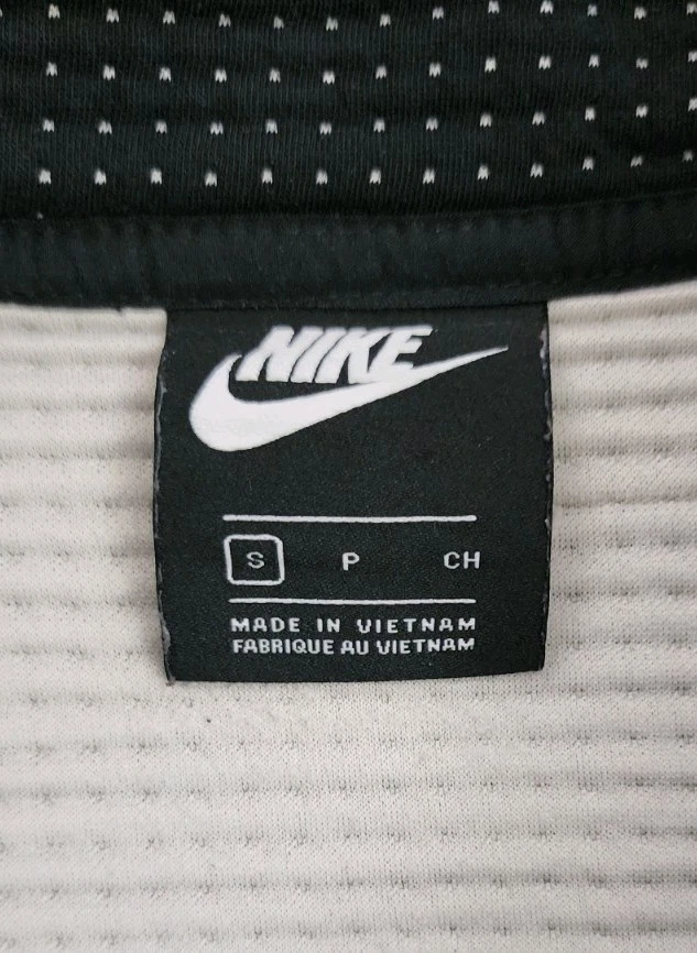 NIKE Mujer Pequeño Negro Blanco Lunares Recortado Manga Larga Informal Gimnasio Damas Foto 2 de 4