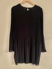 Quince Women’s  Black Chiffon Pleated Long Sleeve Mini Dress Size L