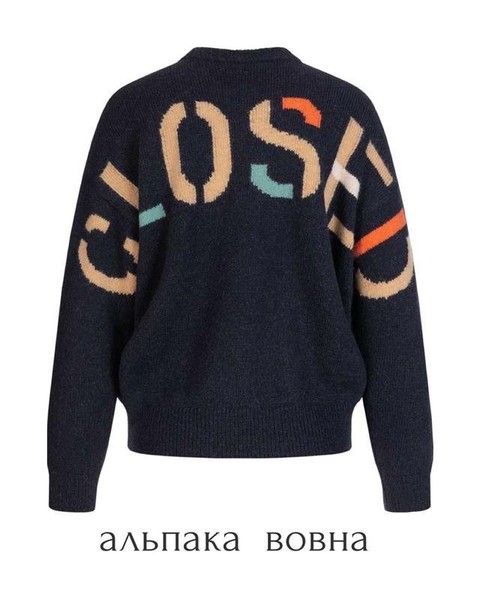 Women Closed Sweater Navy Alpaca 40 / L / 48