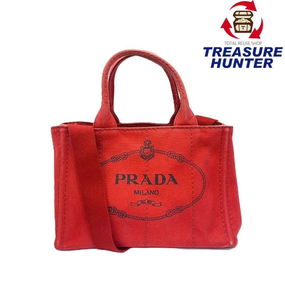 Prada Canapa Mini 2Way Shoulder Bag B2439G Canvas Rosso Ladies 102061333005