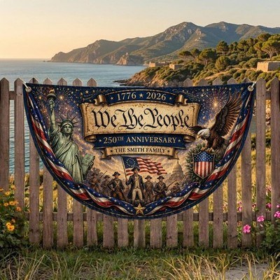Personalized We The People 250th Anniversary Flag, Liberty Eagle Banner