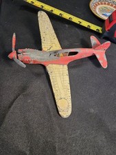 VTG RED AND YELLOW HUBLEY P-40 WARHAWK WWII FIGHTER PLANE FOR PARTS GOOD COND
