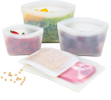 Reusable Silicone Food Storage Bags, BPA-Free, 5 Pack, Freezer  Microwave Safe