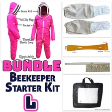 Jawadis Full Body Bee Suit Bundle – Fuchsia – L Gloves, Hive Tool & Brush