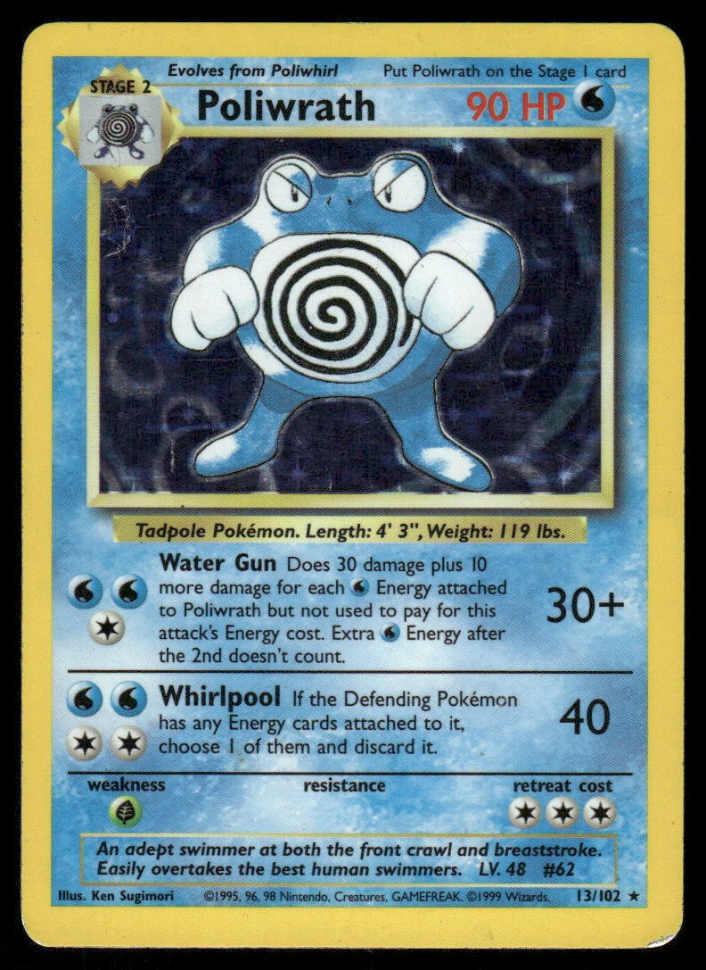 Poliwrath Holo Holo Rare Base Set 013/102 HP