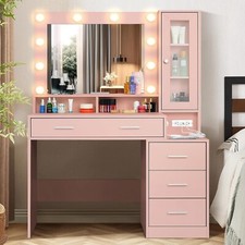 Dressing Table with Mirror and Lights 2/5 Drawers Makeup Vanity Desk Bedroom NEW