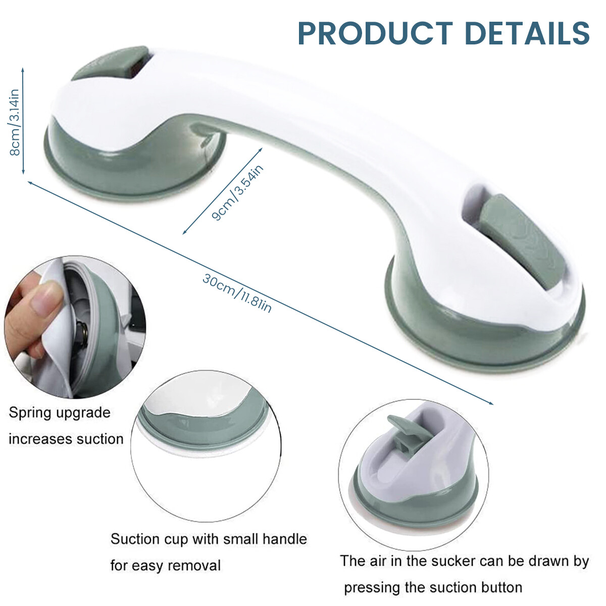 Bathroom Bath Safety Aid Shower Hand Grab Grip Suction Towel Rail Bar