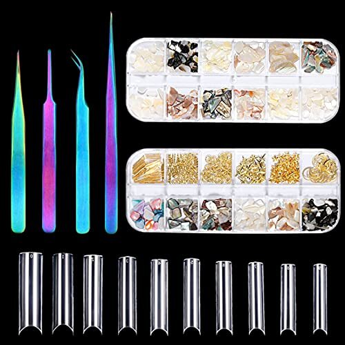 HSAJS Nail Art Kit 500-teilige gefälschte gefälschte Nägel + bunte Pinzetten ... HSAJS Nail Art Kit 500-teilige gefälschte gefälschte Nägel + bunte Pinzetten ...