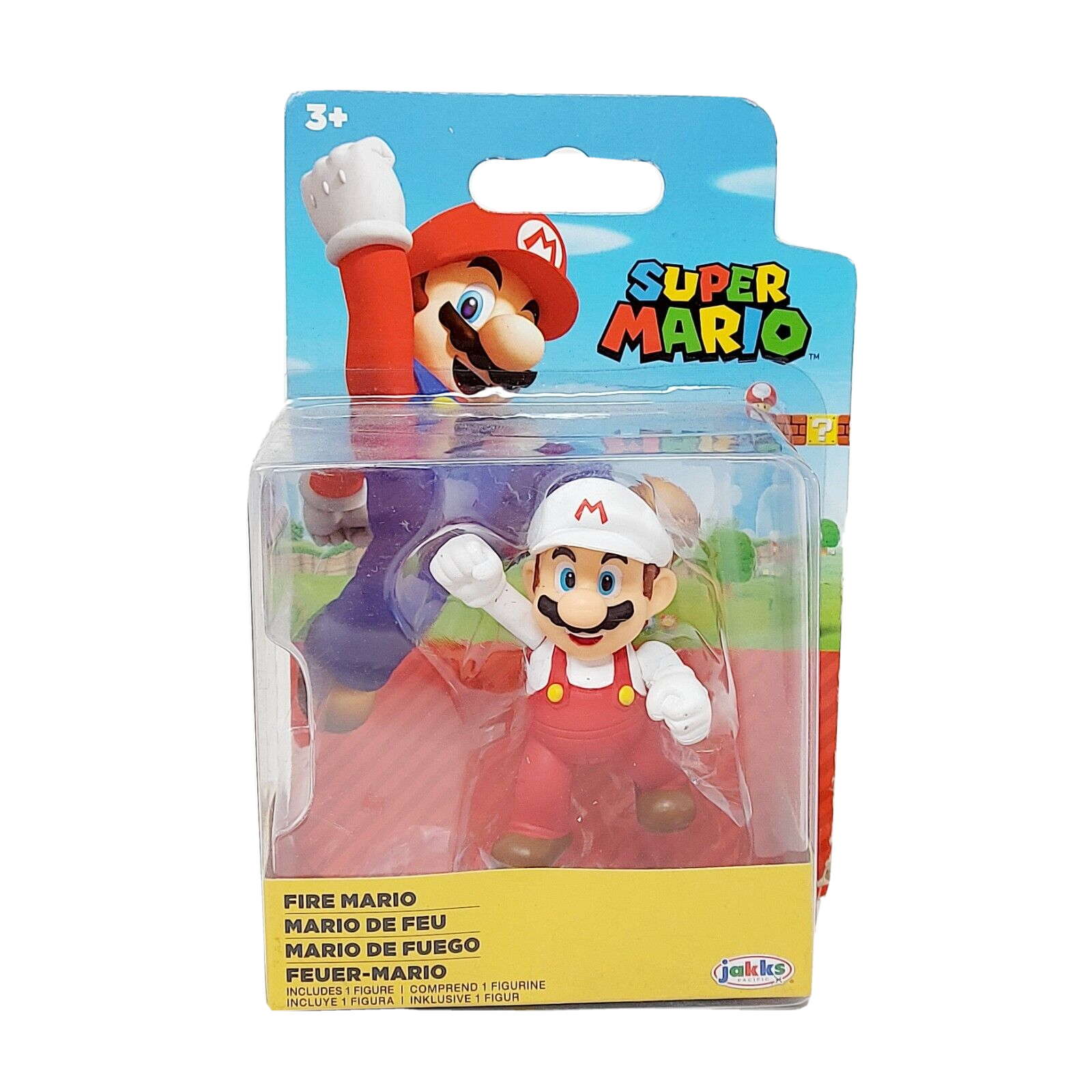 Jakks Pacific Fire Mario 2.5"" Figure World of Nintendo Super Mario New In Box