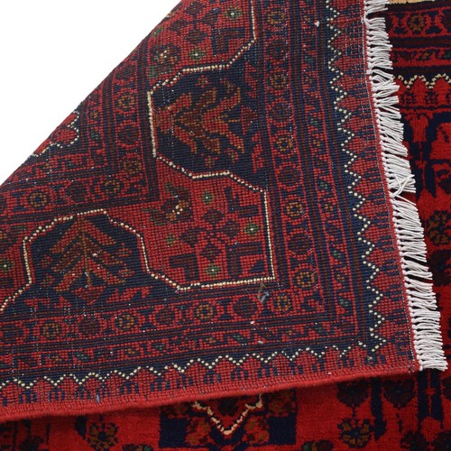 Oriental Hand-Knotted Tribal Rug 4'0x6'4 ft Afghan Khal Mohammadi Red Rug B30063 - Picture 4 of 8