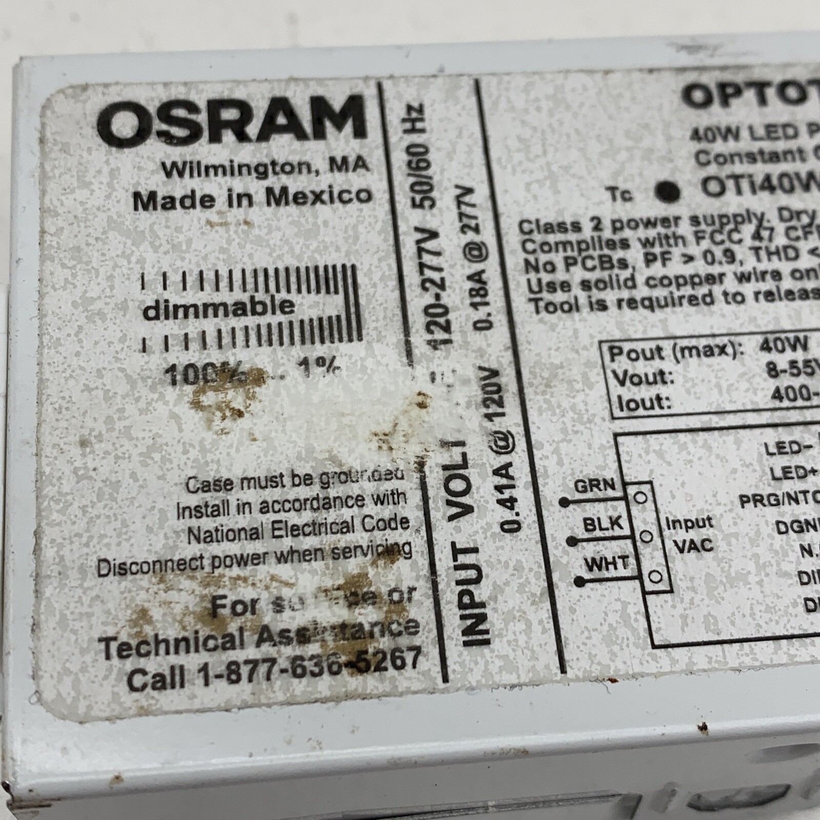 Produktbild von OSRAM EldoLED 40W LED-Treiber Konstantstrom 274A1L – 120-277V Eingang, 8-55V DC Ausgang