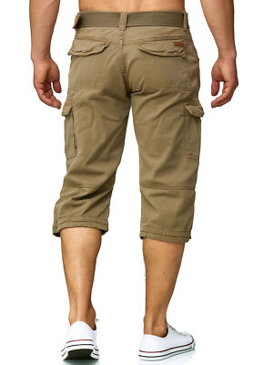 Short Cargo Homme Indicode Nicolas Check - 3/4 Coton Avec Ceinture - Style Décontracté