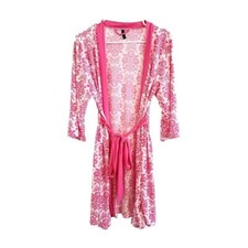 LAURA ASHLEY Robe Wrap Style Floral Cottagecore Pink White S/M