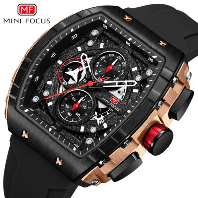 MINI FOCUS Men Rectangle Watch Luminous Wristwatch Fashion Blue Boys Sport Watch