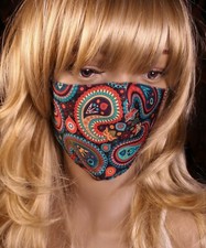 Colorful Paisley Face Mask with Filter Pocket Reusable Cotton Boho Hippie Style