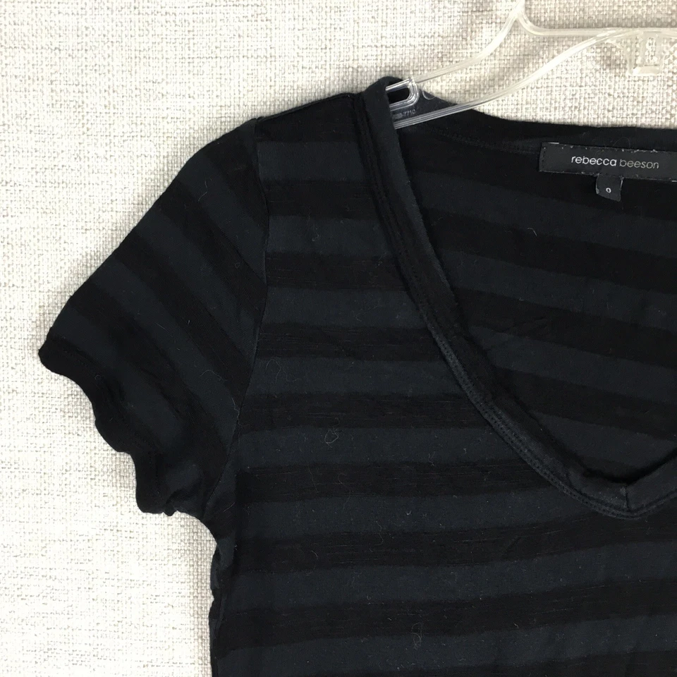 Rebecca Beeson в полоску футболка верхний женщин размер S маленький черный чистый короткий рукав - Изображение 2 из 4