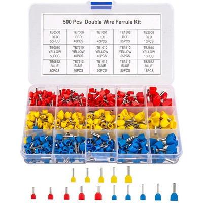 4x (double wire ferrule set, 500 pieces ferrule connections, Isoli3265
