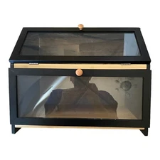 Wood Show Case  PlexiGlass Doors 2 shelf Counter Retail Display 15"X12.5"X9.5"