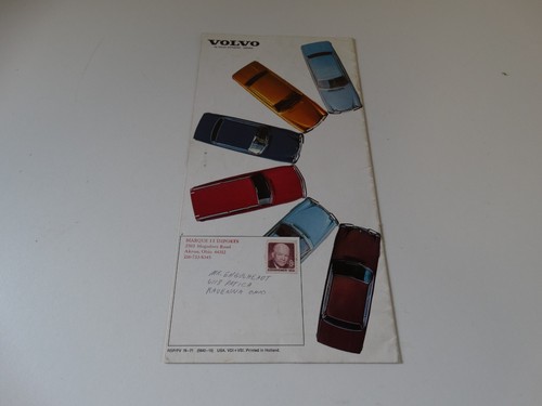 1972 Volvo 164 142/144 145 1800E & ES Upholstery & Paint Colors Brochure/Mailer - Bild 2 von 2