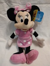 Disney Minnie Mouse Plush Stuffed Animal Toy 9" Pink w/ White Polka Dots New