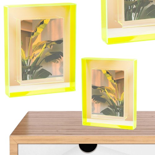 5 Inch Floating Picture Frame Acrylic Photo Frame for Office (Fluorescent Green) - Bild 5 von 8