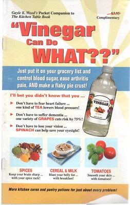 Pamphlet, Vinegar Can Do What?, FC&A The Kitchen Table Book, 2015 Gayle K Wood
