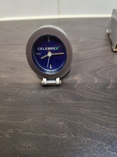 Travel Alarm Clock Miniture Silver metal With Stand Unique Rare H5cm CELEBREX - Picture 7 of 24