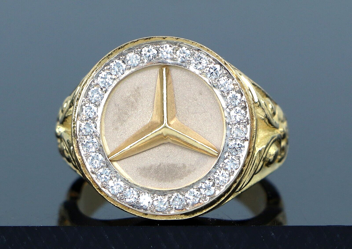 $5,750 La Triomphe 18K Yellow Gold Round Diamond Mercedes Benz