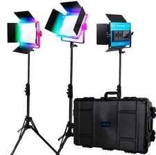 Dracast LED500 X Series RGB and Bi-Color LED 3 Light Kit with Travel Case