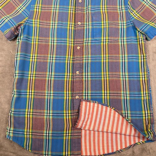 The Rail Shirt Mens Medium Blue Multi Plaid and Striped Short Sleeve Button Up - Picture 3 of 12