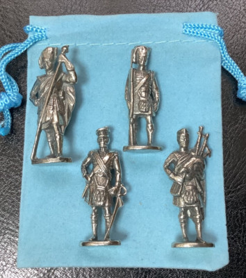 4er Set Silber Zinn schottische Militärfiguren - hochwertige Geschenkidee