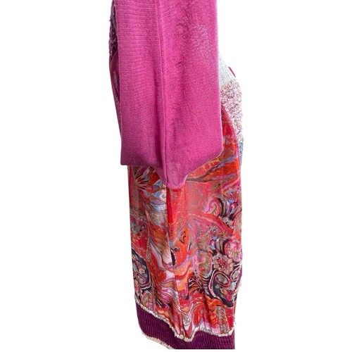 KAKTUS Zip Up Cardigan Sweater Jacket Size 3X Patchwork Knit Mesh Colorful Pink - Picture 11 of 16