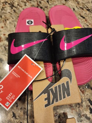 Nike Little Kid's Kawa Slide Sandals DD8519-001 Black/Vivid Pink