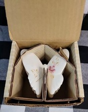 Vtg Homco 1398-BL 3 PORCELAIN BUTTERFLIES / ROSES Wall Decor Lasting Products