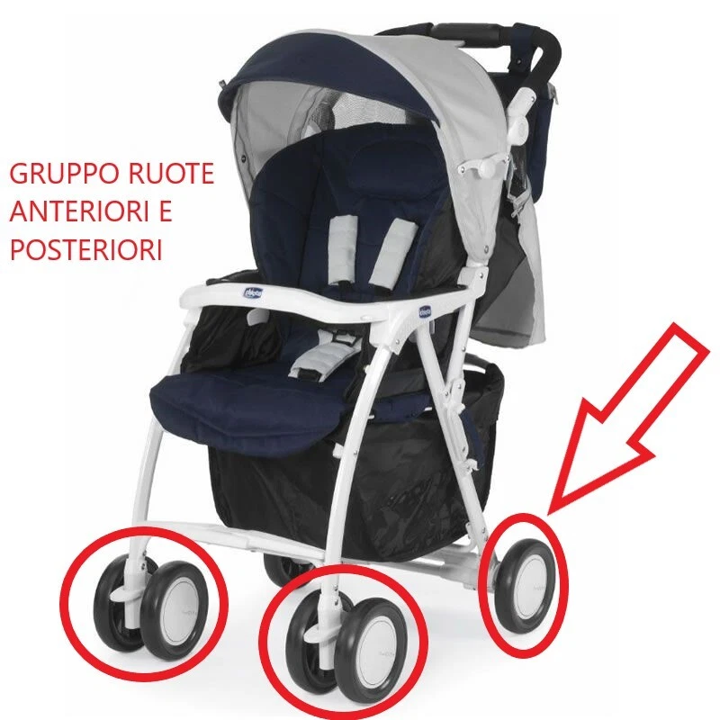 Ruote Passeggino Simplicity Chicco Bianche Ricambio Originale 2 Ruote Posteriori - Immagine 2 di 2