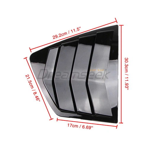 2x Side Window Louver Cover For Honda Accord 9th 2013-2017 Quarter Glossy Black image 7