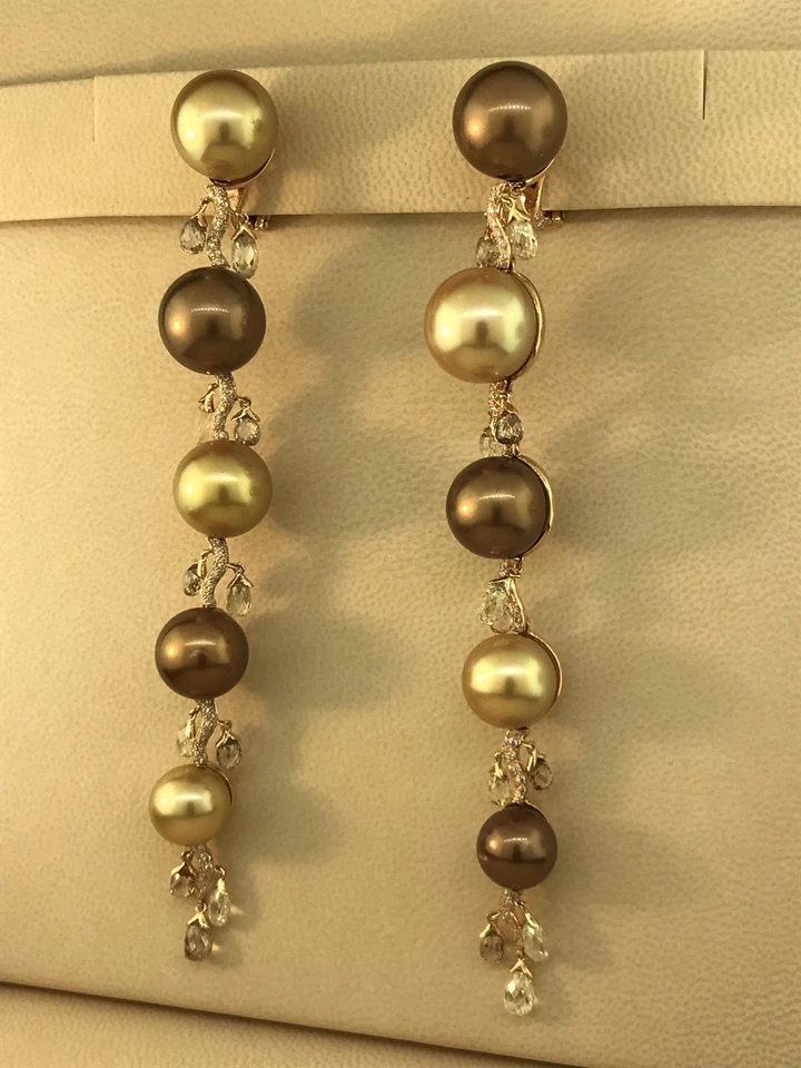 Chopard Oro Rosa Diamante y Perla Pendientes Sobre 13 Quilates Nuevo! Venta - Imagen 4 de 4