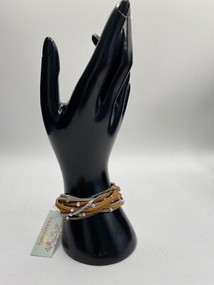 Lonna & Lilly Women's Grey Beaded Multi Row Bracelet NWD (One Missing String)
