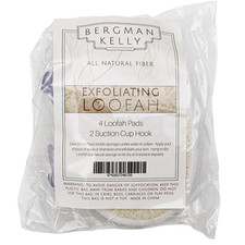 Bergman Kelly All Natural Fiber Exfoliating Loofah 4 Pack/2 Suction Cup Hooks