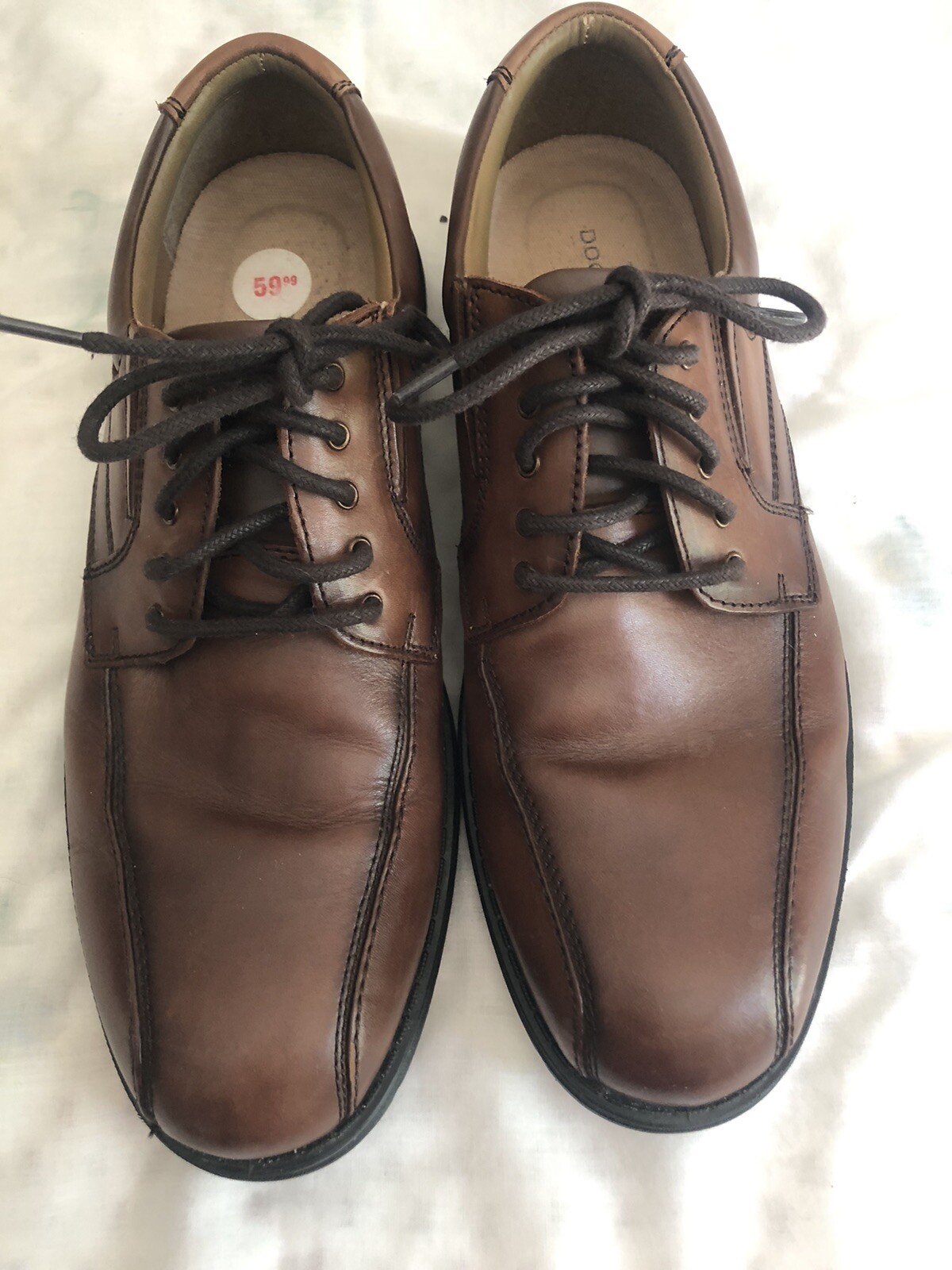 SAOLA scarpe dockers uomo pelle marrone drees 10 med lacci fondo gomma