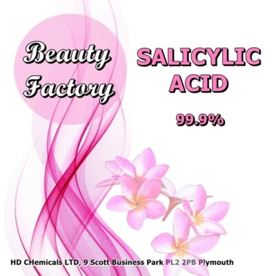 BEAUTY FACTORY PURE Salicylic Acid 99.9% used for COSMETICS, ACNE, SOAPS & MORE High Quality