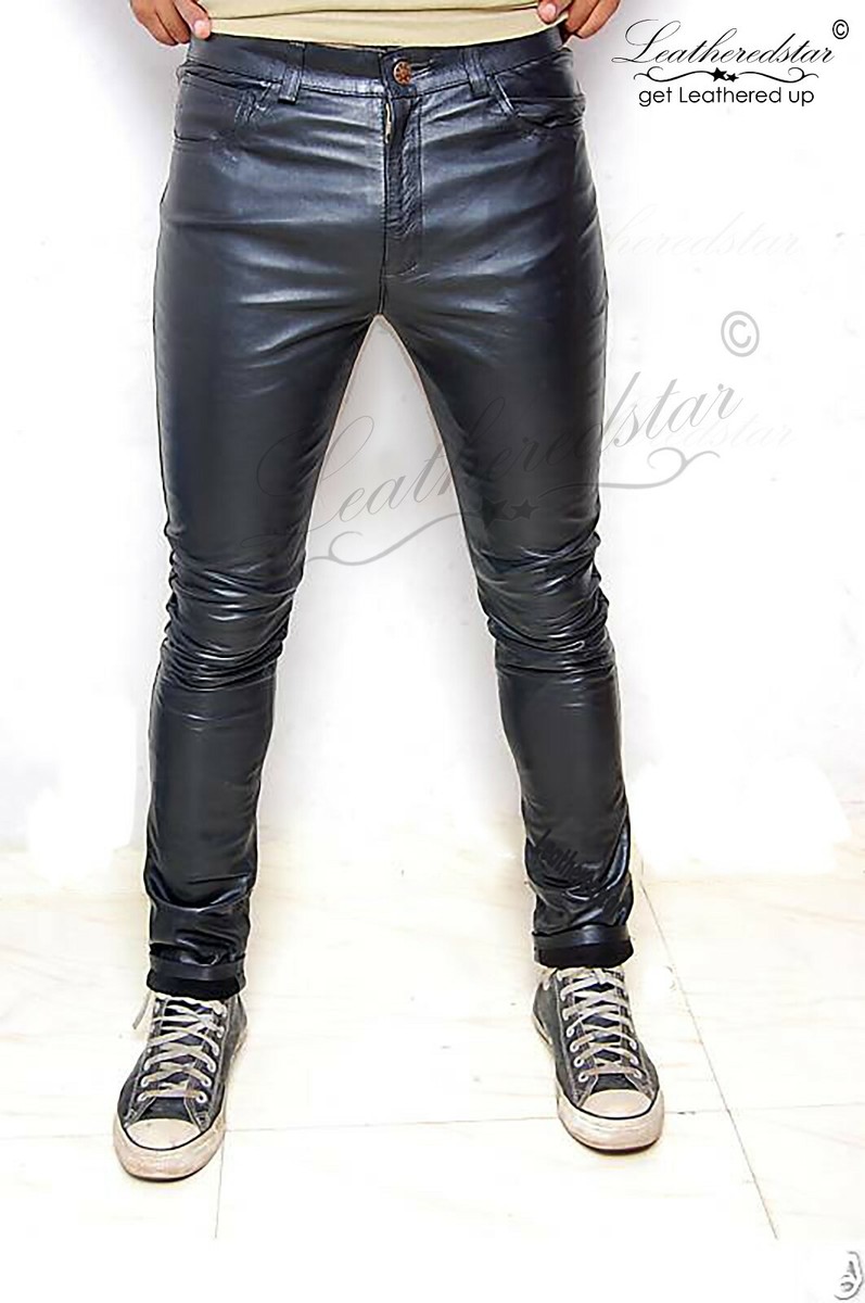 Black super SkinTight super skinny leather jeans FS