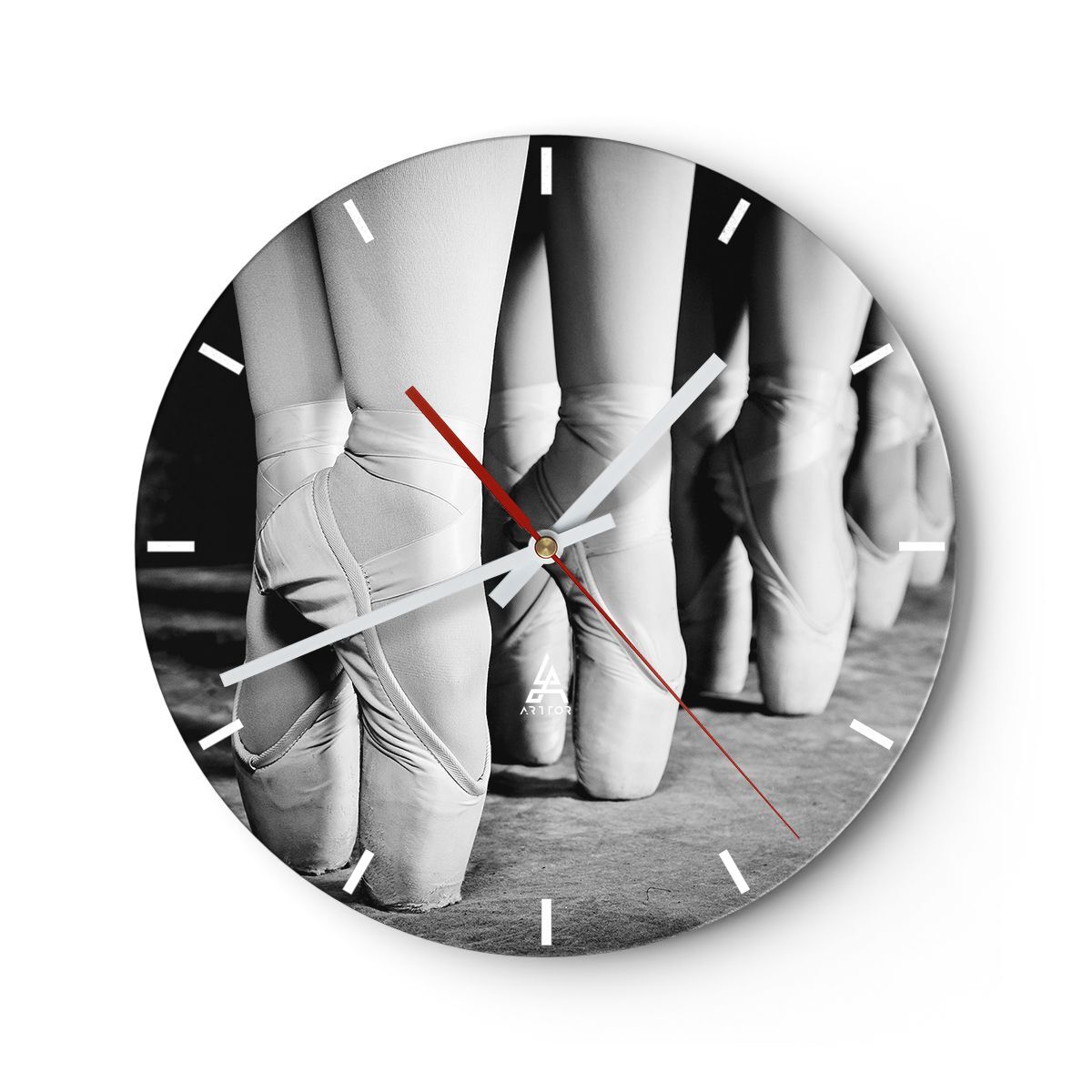 Reloj de Pared 30x30cm Reloj de Vidrio Zapatillas De Ballet Pies Danza