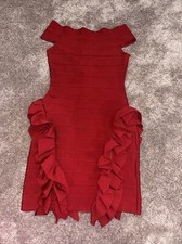 Ladies Size 8 red bandage ruffle dress OPULENCE ENGLAND party/cocktail