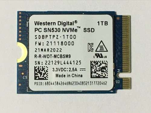 NEW WD PC SN530 M.2 2230 SSD 1TB NVMe PCIe For Microsoft Surface Pro X Pro 7+SSD - 第 5/9 張圖片