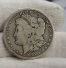 1891 CC US Morgan Silver Dollar $1 VG (Cleaned,Rim Nick)